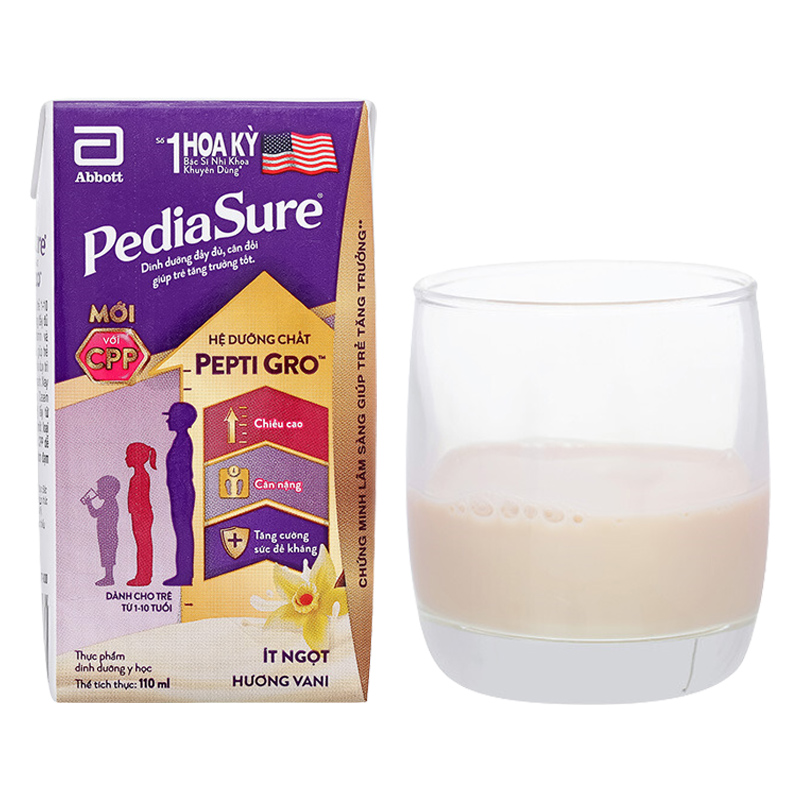 Lốc 4 hộp sữa pha sẵn Abbott PediaSure hương vani 110 ml (1 - 10 tuổi) 44
