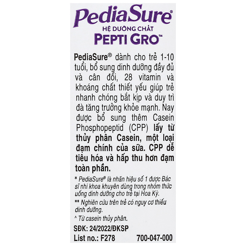 Lốc 4 hộp sữa pha sẵn Abbott PediaSure hương vani 110 ml (1 - 10 tuổi) 81