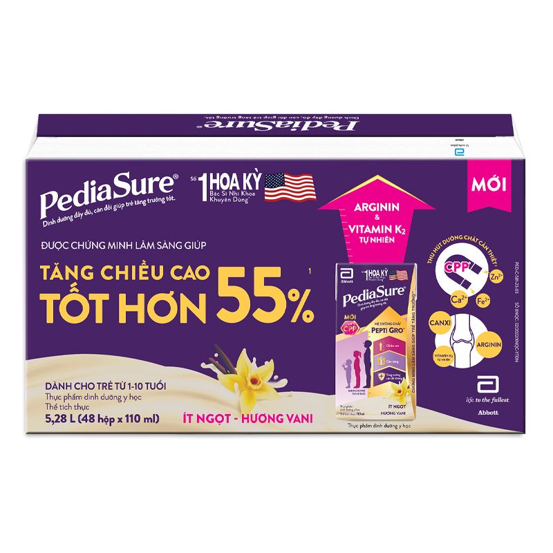 Lốc 4 hộp sữa pha sẵn Abbott PediaSure hương vani 110 ml (1 - 10 tuổi) 33