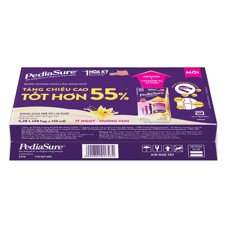 Lốc 4 hộp sữa pha sẵn Abbott PediaSure hương vani 110 ml (1 - 10 tuổi) 68