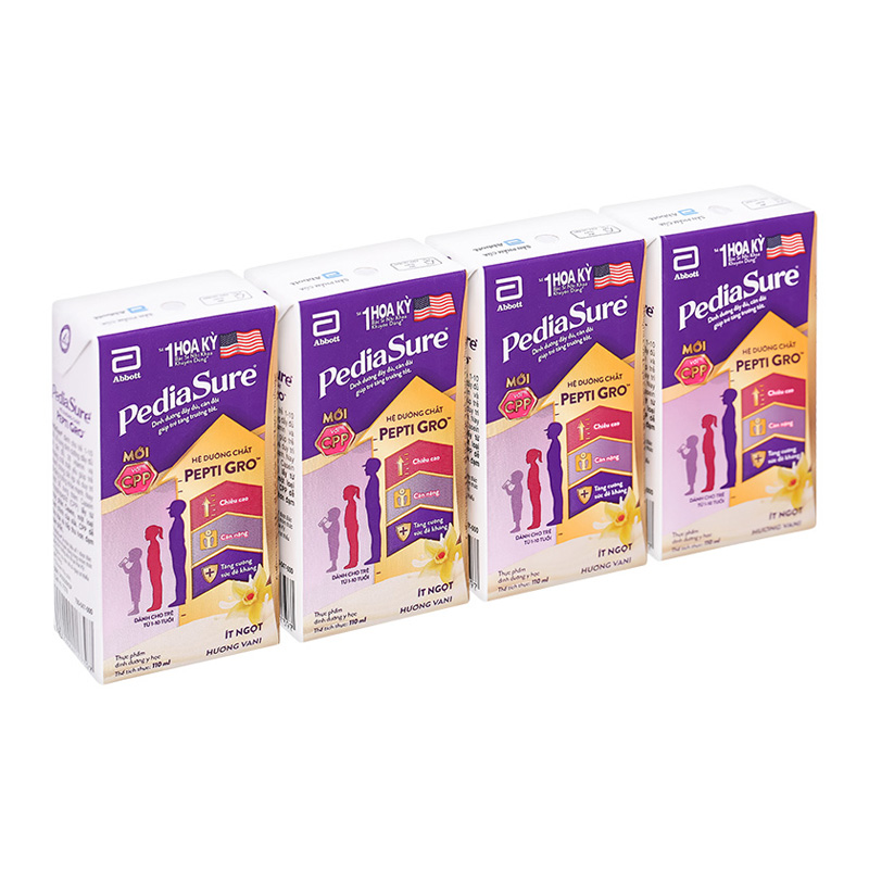 Lốc 4 hộp sữa pha sẵn Abbott PediaSure hương vani 110 ml (1 - 10 tuổi) 35