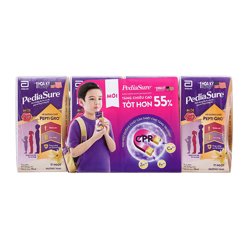 Lốc 4 hộp sữa pha sẵn Abbott PediaSure hương vani 110 ml (1 - 10 tuổi) 53