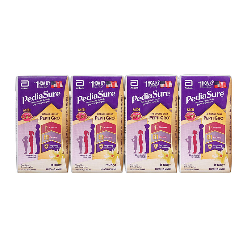 Lốc 4 hộp sữa pha sẵn Abbott PediaSure hương vani 110 ml (1 - 10 tuổi) 71
