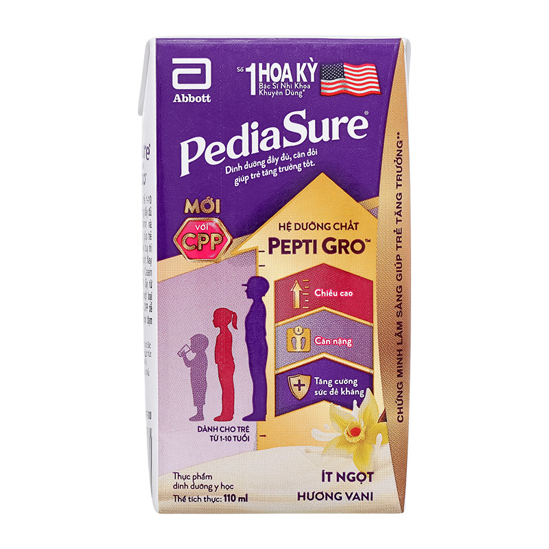 Lốc 4 hộp sữa pha sẵn Abbott PediaSure hương vani 110 ml (1 - 10 tuổi) 57