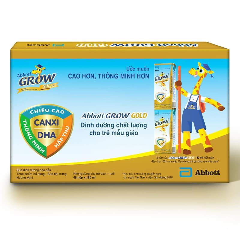 Combo 2 thùng 48 hộp sữa pha sẵn Abbott Grow Gold hương vani 180 ml (từ 1 tuổi) - Giao bao bì ngẫu nhiên 3