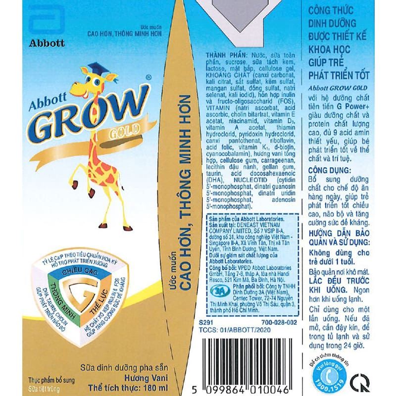 Combo 2 thùng 48 hộp sữa pha sẵn Abbott Grow Gold hương vani 180 ml (từ 1 tuổi) - Giao bao bì ngẫu nhiên 8