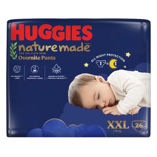 Tã quần Huggies Nature made Overnite size XXL 26 miếng (Trên 15 kg) 29