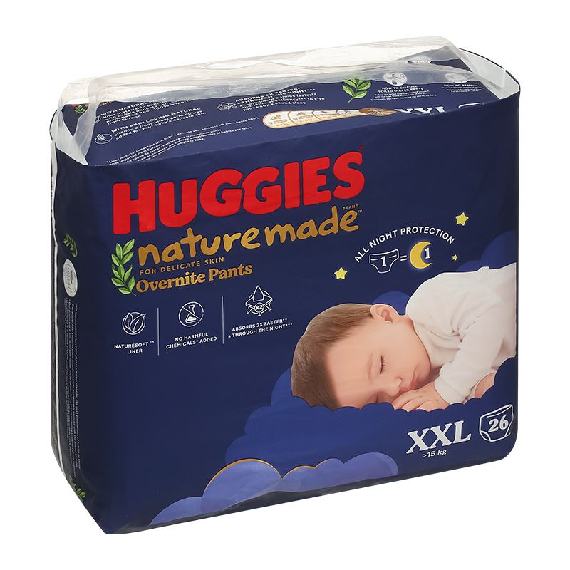 Tã quần Huggies Nature made Overnite size XXL 26 miếng (Trên 15 kg) 31