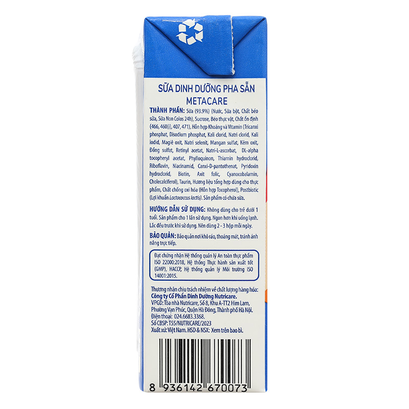 Thùng 48 hộp sữa non pha sẵn MetaCare Eco 180 ml (từ 1 tuổi) 38
