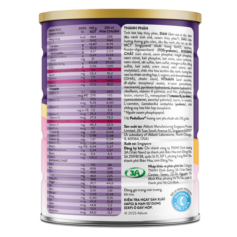 Sữa bột Abbott PediaSure BA hương vani 800g (1 - 10 tuổi) 25