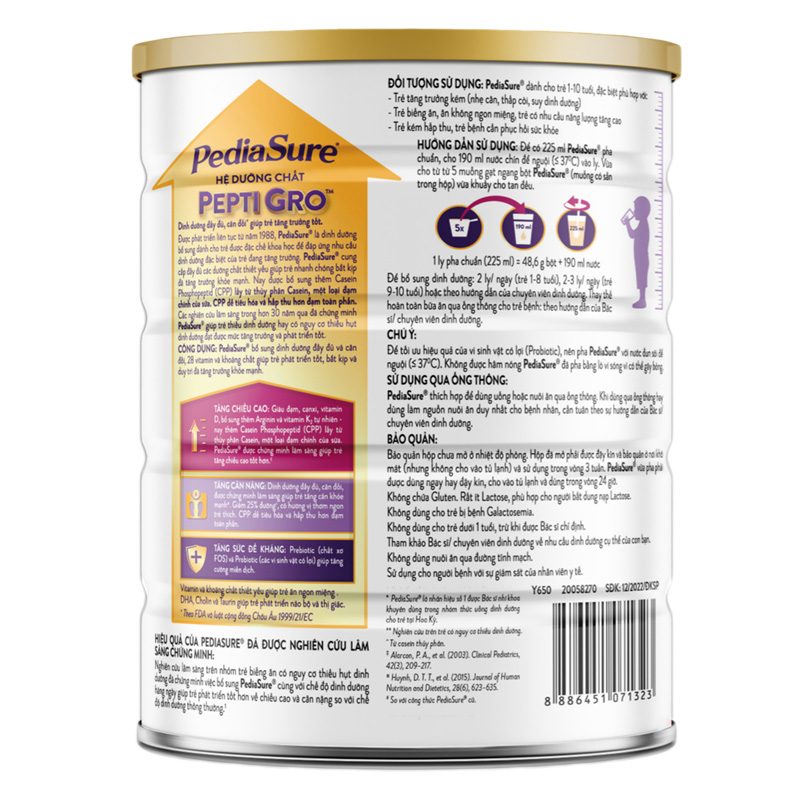 Sữa bột Abbott PediaSure BA hương vani 800g (1 - 10 tuổi) 12