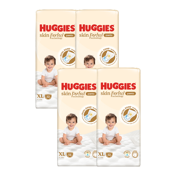 Combo 4 tã quần Huggies Skin Perfect size XL - Giao bao bì cộng miếng ngẫu nhiên