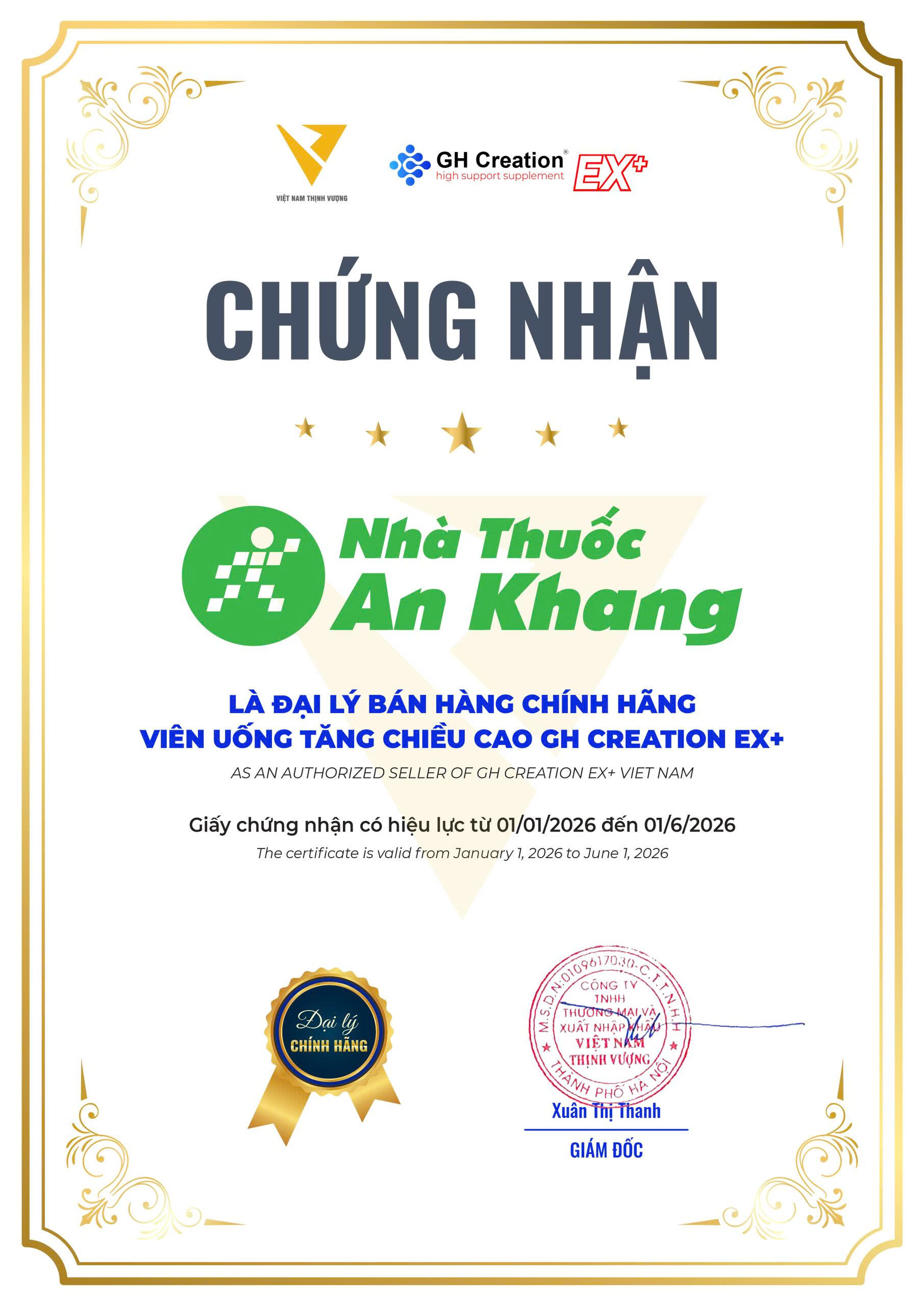 Thực phẩm bảo vệ sức khoẻ: GH Creation Ex+ (Hộp 270 viên)
