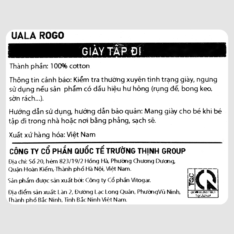 Giày tập đi cho bé Cotton Ualarogo UR806 màu nâu 10