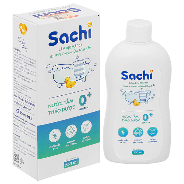 Nước tắm thảo dược Sachi hương tràm, giúp ngăn rôm sảy