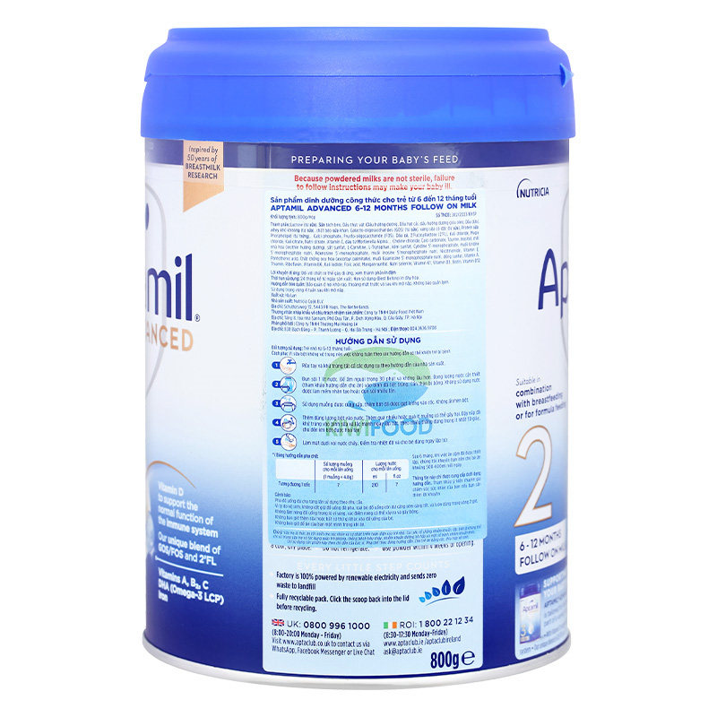 Combo 2 sữa bột Aptamil Anh Advanced số 2 800g (6 - 12 tháng) 4