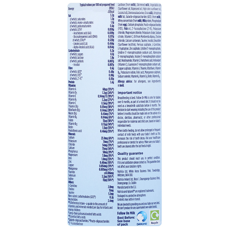 Combo 2 sữa bột Aptamil Anh Advanced số 2 800g (6 - 12 tháng) 8