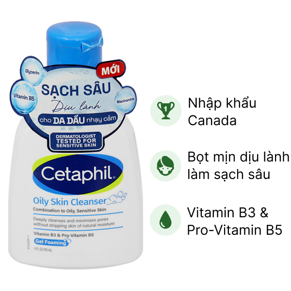 Sữa rửa mặt cho da dầu Cetaphil Oily Skin Cleanser (118ml)