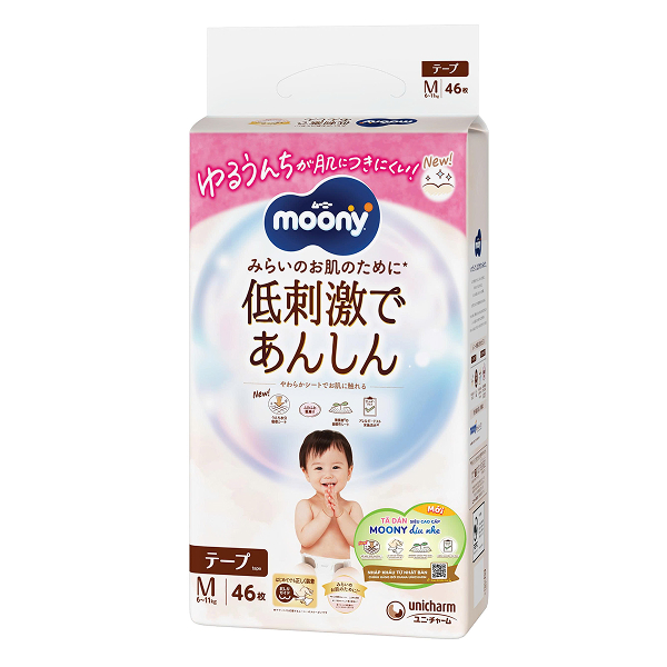 Tã dán Moony Dịu nhẹ size M