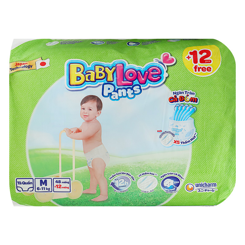 Tã quần BabyLove size M 48 +4/+12 miếng (6 - 11 kg) - Giao bao bì cộng miếng ngẫu nhiên 3