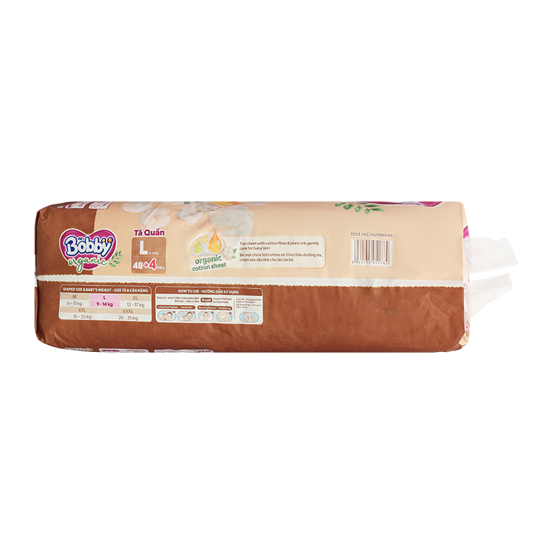 Tã quần Bobby Organic size L 48 + 4 miếng (9 - 14 kg) 4