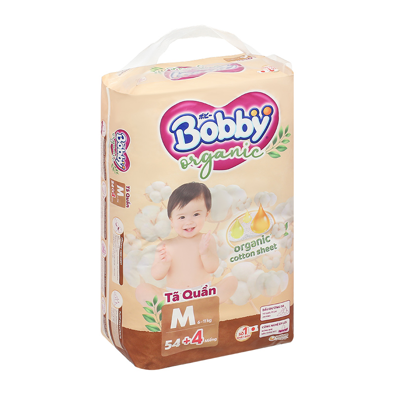 Tã quần Bobby Organic size M 54 + 4 miếng (6 - 11 kg) 3