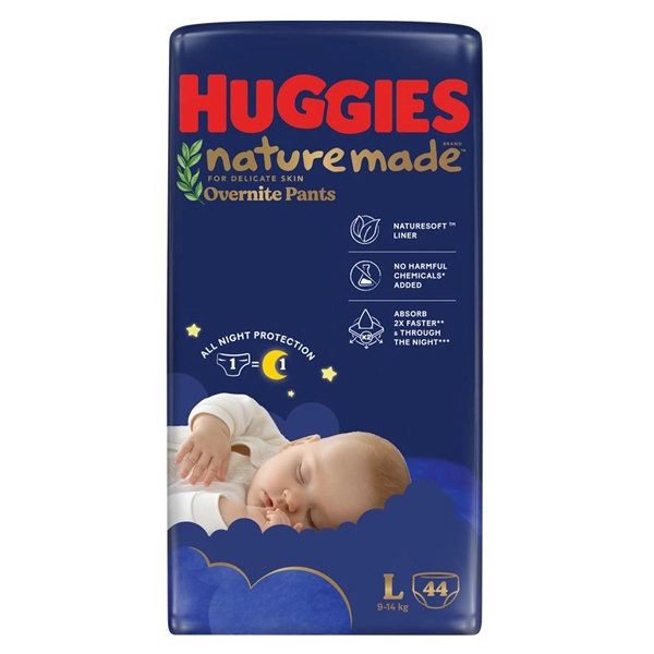 Tã quần Huggies Nature made Overnite size L 44 miếng (9 - 14 kg) - AVAKids.com