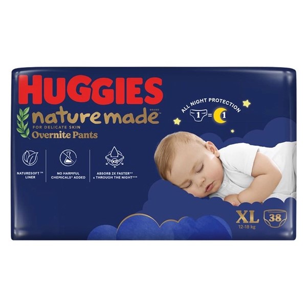 Tã quần Huggies Nature made Overnite size XL 38 miếng (12 - 18 kg) - AVAKids.com