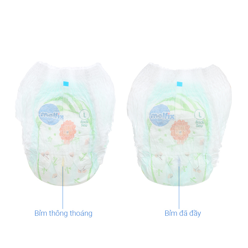 Combo 3 tã quần Molfix thiên nhiên size L 68 miếng/bịch (9 - 13 kg) 13