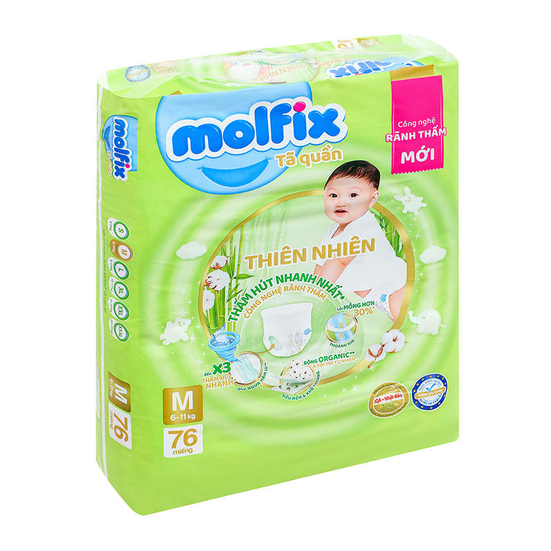 Combo 2 tã quần Molfix thiên nhiên size M 76 miếng/bịch (6 - 11 kg) 4