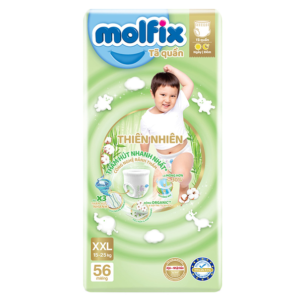 Combo 3 tã quần Molfix thiên nhiên size XXL 56 miếng/bịch (15 - 25 kg) 2