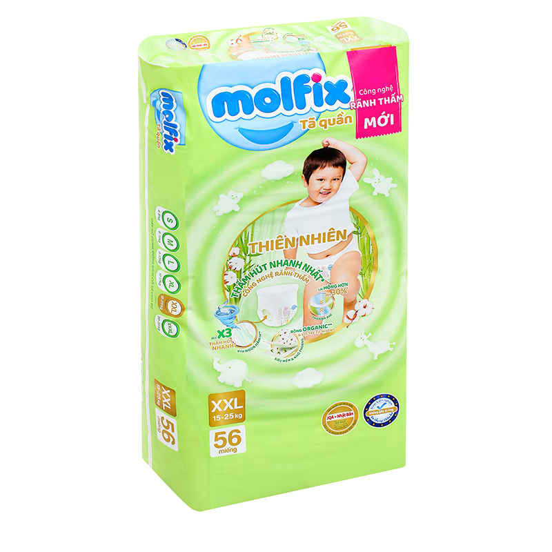 Combo 3 tã quần Molfix thiên nhiên size XXL 56 miếng/bịch (15 - 25 kg) 4