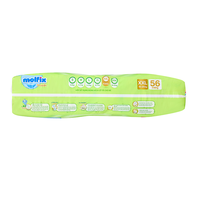 Combo 3 tã quần Molfix thiên nhiên size XXL 56 miếng/bịch (15 - 25 kg) 6