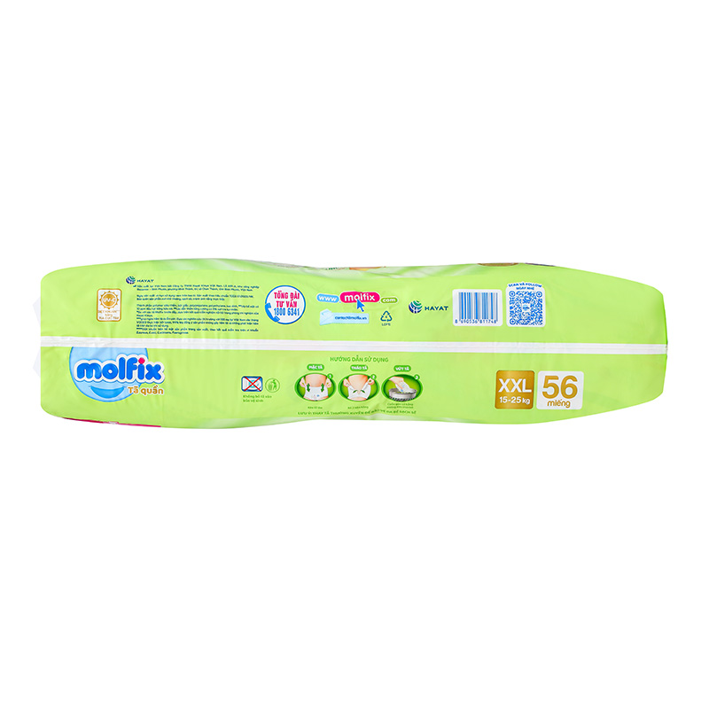 Combo 3 tã quần Molfix thiên nhiên size XXL 56 miếng/bịch (15 - 25 kg) 5