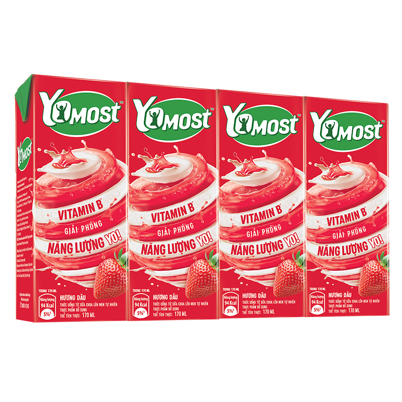 Thùng 48 hộp sữa chua uống tiệt trùng Yomost vị dâu 170 ml (từ 1 tuổi) - Giao bao bì ngẫu nhiên 4