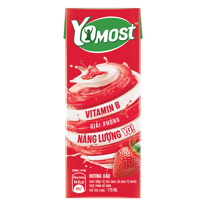 Thùng 48 hộp sữa chua uống tiệt trùng Yomost vị dâu 170 ml (từ 1 tuổi) - Giao bao bì ngẫu nhiên 6