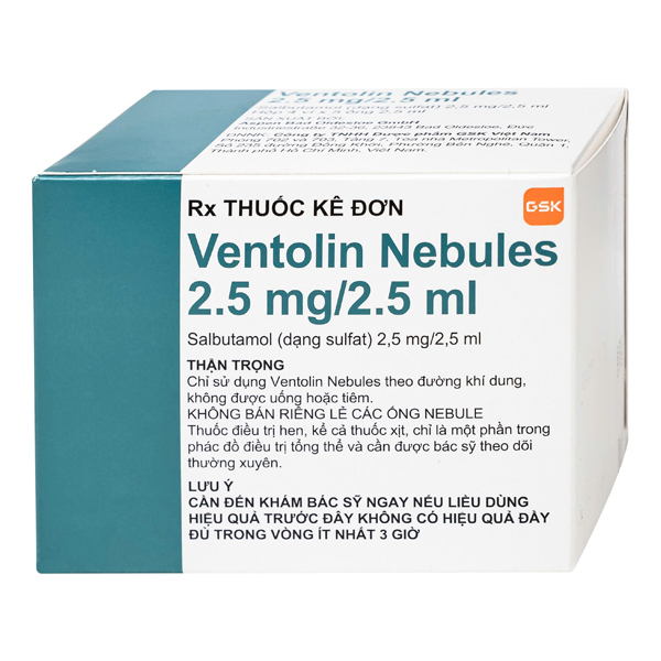 Dung dịch khí dung Ventolin Nebules 2.5mg điều trị, ngừa co thắt phế quản