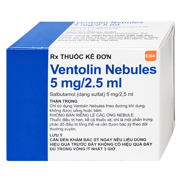 Dung dịch khí dung Ventolin Nebules 5mg trị hen suyễn
