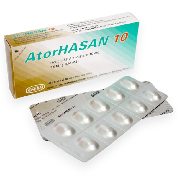 AtorHasan 10 điều trị tăng lipid huyết, dự phòng biến cố tim mạch (10 vỉ x 10 viên)