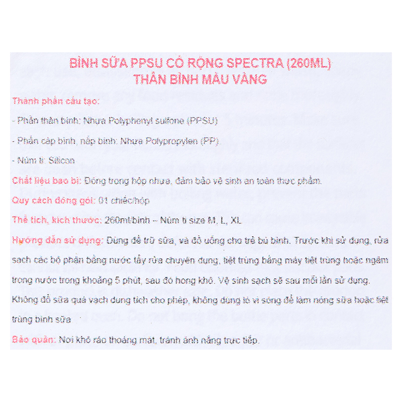 Bình sữa nhựa PPSU Spectra cổ rộng 160 ml (0 - 3 tháng) 29