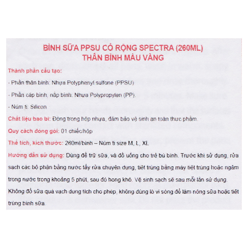 Bình sữa nhựa PPSU Spectra cổ rộng 160 ml (0 - 3 tháng) 44