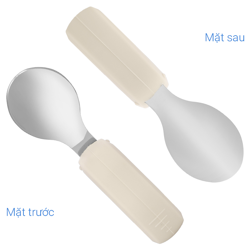 Bộ muỗng nĩa inox tay cầm tròn Hallysen - Màu be 7