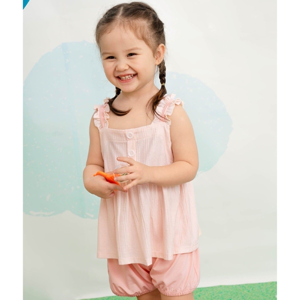 Bộ bé gái La Pomme cotton hồng