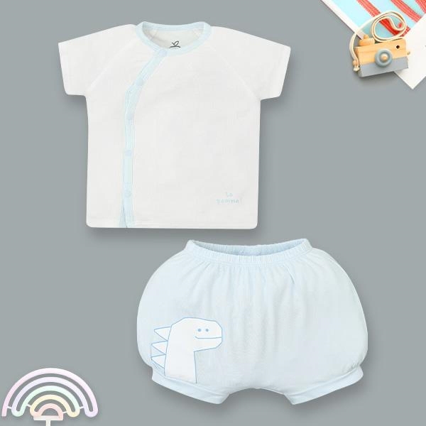Bộ tay ngắn unisex La Pomme sợi tre xanh