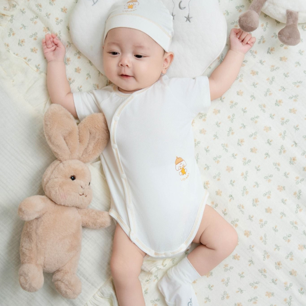 Bodysuit unisex La Pomme sợi tre trắng