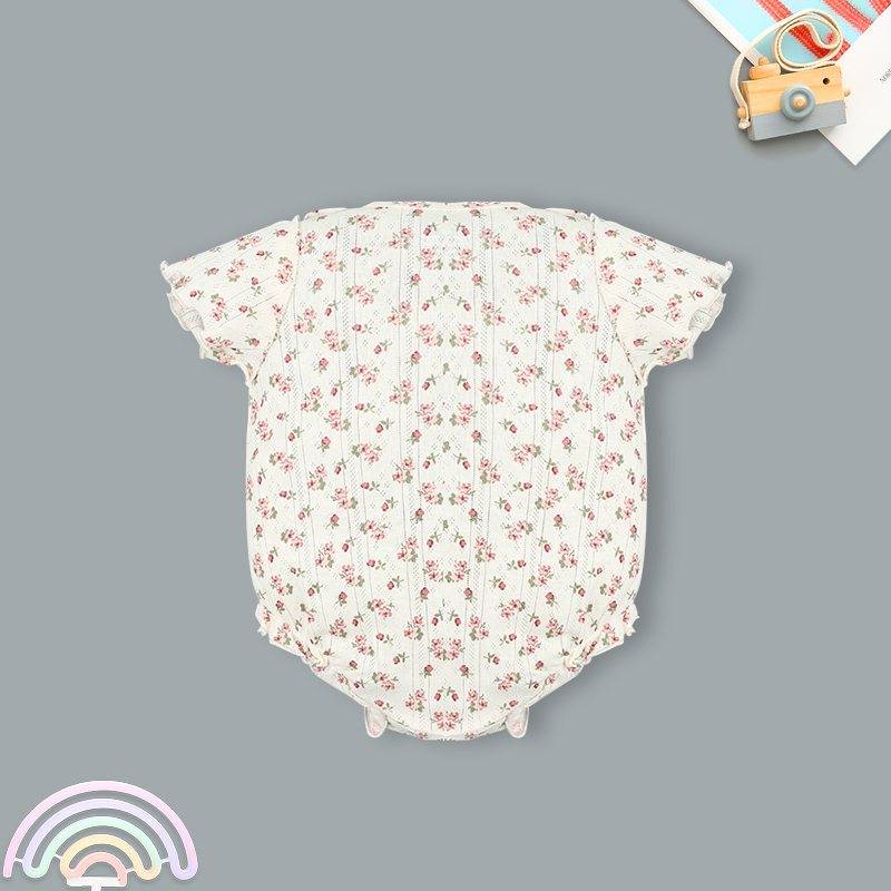 Bodysuit tay ngắn La Pomme mùa hoa nhí yêu thương màu kem 2