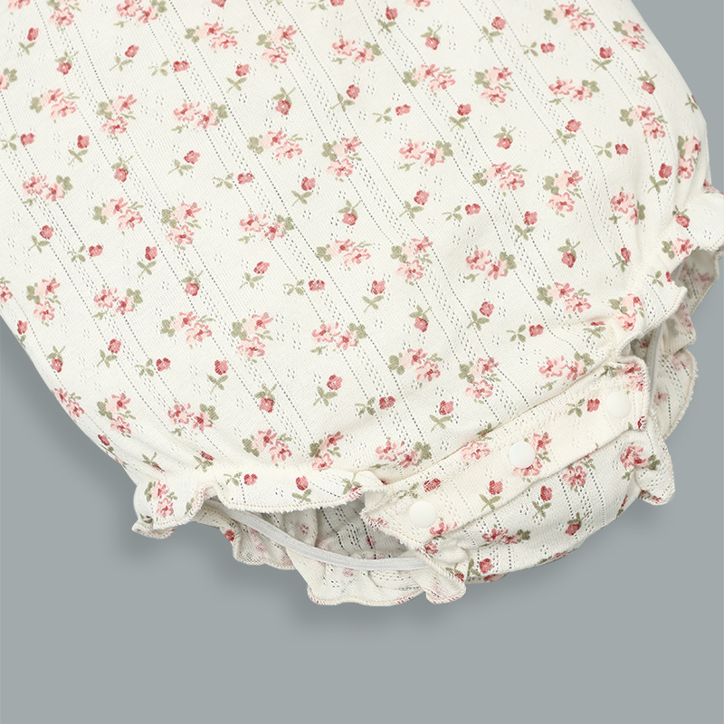 Bodysuit tay ngắn La Pomme mùa hoa nhí yêu thương màu kem 5