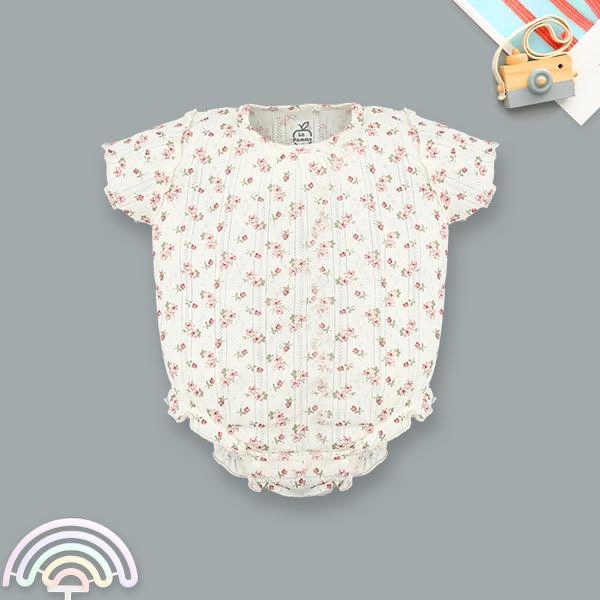 Bodysuit bé gái La Pomme cotton kem