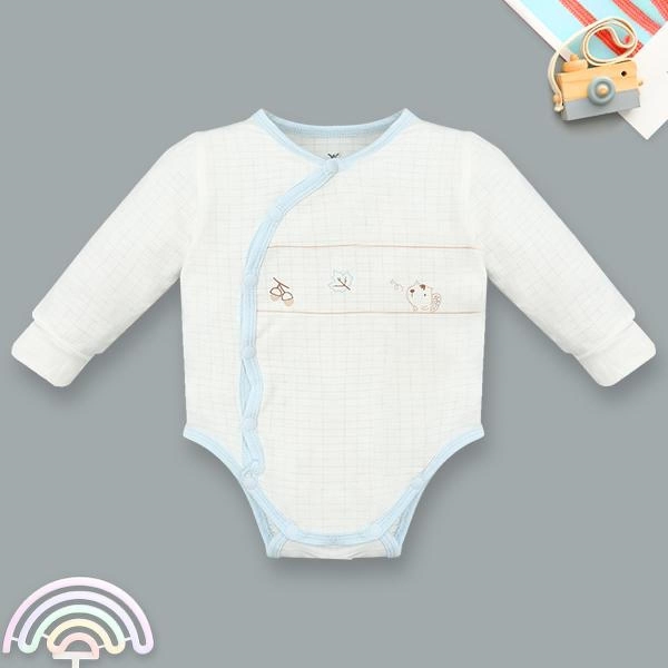 Bodysuit tay dài cài chéo La Pomme truy tìm hạt dẻ màu xanh - AVAKids.com