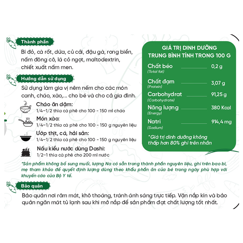 Bột nêm Lê Gia vị tôm sú và đậu hà lan hũ 60g (từ 6 tháng) 9